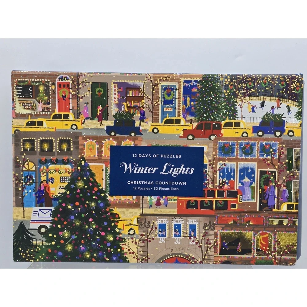 Galison Winter Lights Christmas Countdown‎ – 12 Days of Puzzles NEW OPEN BOX
